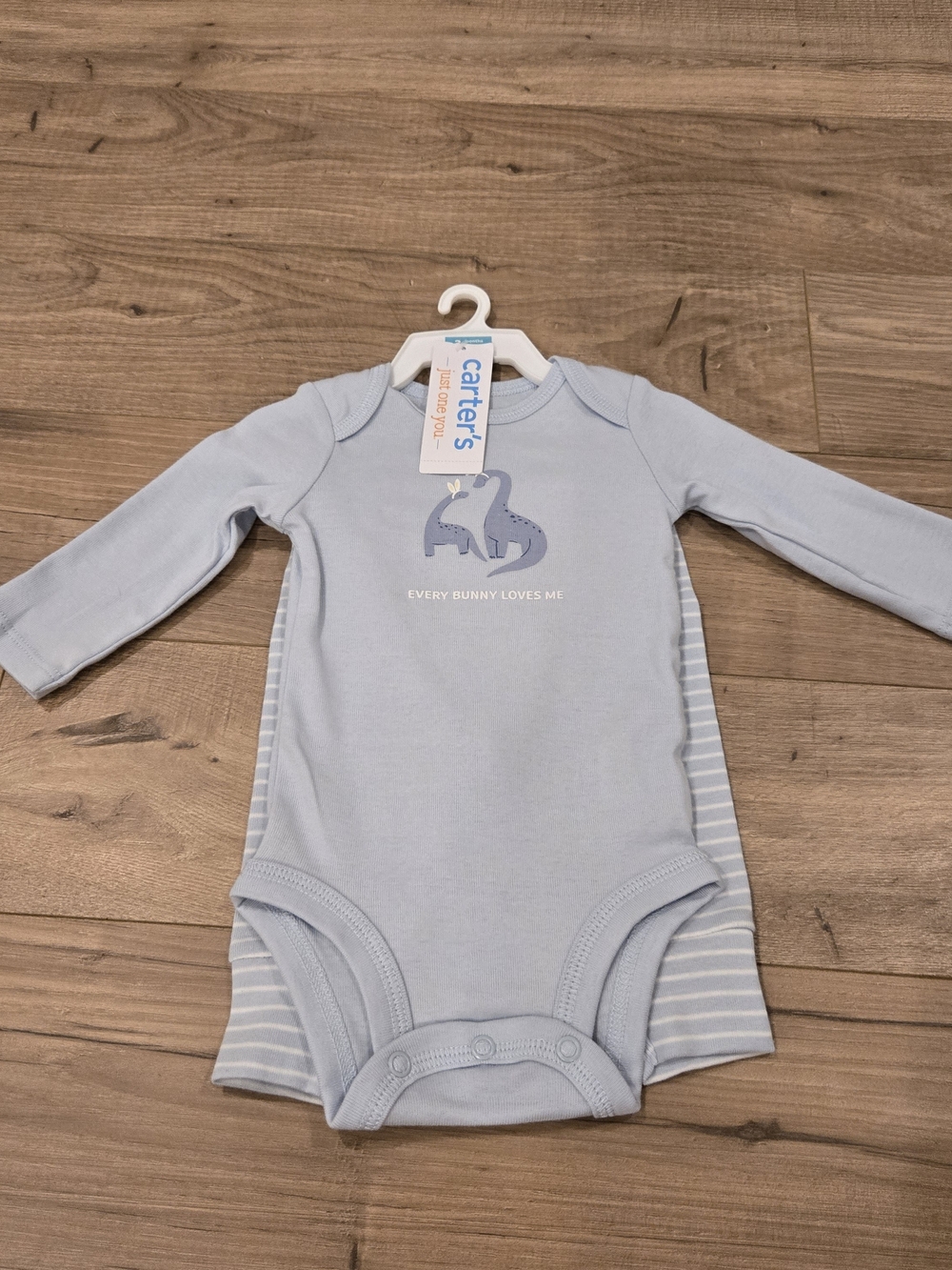 Carter's Baby Boy Dino Easter Set 2pc Blue Stripes NWT 3Mos every bunny loves me - Picture 2 of 8